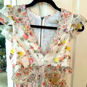 Alice + Olivia cut out waist ruffle dress